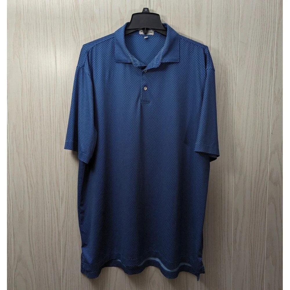 Peter Millar Blue Navy Diamond Mosaic Polo XL Summer Comfort Golf
